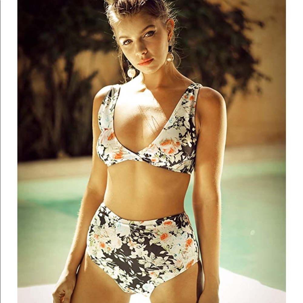 Super cute floral high waist bikini